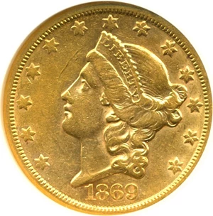 image for: 1869-S $20 NGC AU55