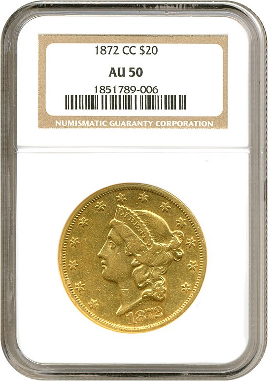 image for: 1872-CC $20  NGC AU50 
