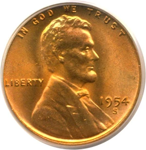 image for: 1954-S 1c PCGS MS66 RD