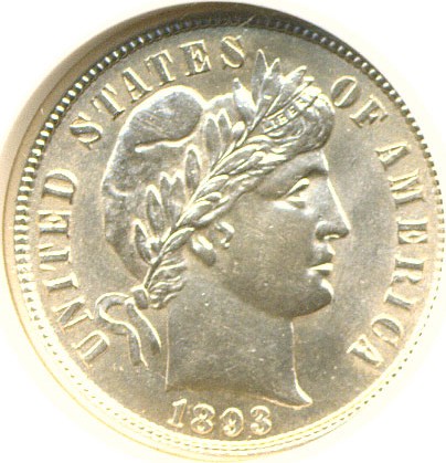 image for: 1893-S 10c  NGC MS64 