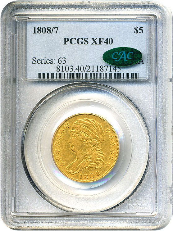 image for: 1808/7 $5  PCGS/CAC XF40