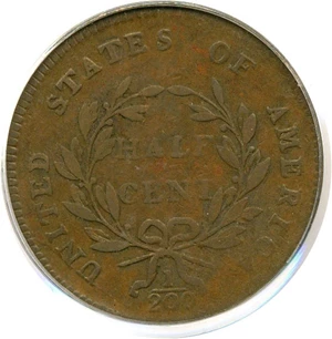 image for: 1797 1/2c Plain Edge PCGS/CAC VF25