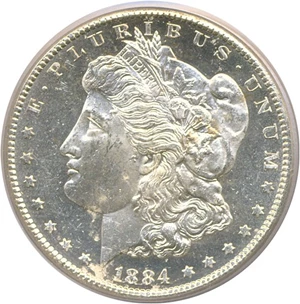 image for: 1884-CC $1 PCGS MS63 DMPL
