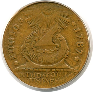 image for: 1787 Fugio STATES UNI, 4 Cinquofoils PCGS/CAC VF35