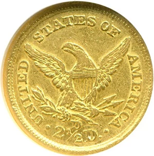 image for: 1845-D $2 1/2 NGC AU50