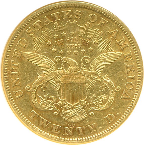 image for: 1872-CC $20  NGC AU50 