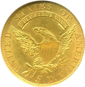 image for: 1809/8 $5 NGC/CAC MS62