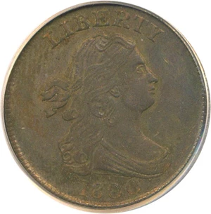 image for: 1800 1/2c PCGS AU55