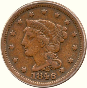 image for: 1846 1c Small Date PCGS VF30