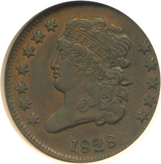 image for: 1828 1/2c 12 Stars NGC XF45 BN (C-2)