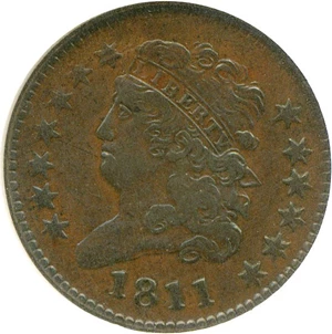 image for: 1811 Close Date 1/2c NGC/CAC VF30 BN (C-2)