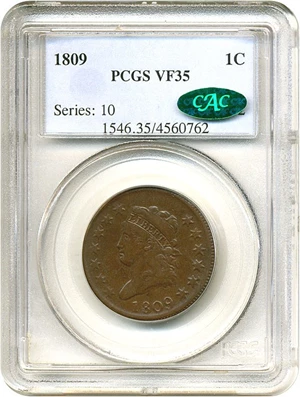 image for: 1809 1c PCGS/CAC VF35