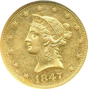 image for: 1847 $10 NGC AU58