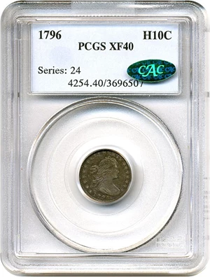 image for: 1796 H10c PCGS/CAC XF40 (LM-1)
