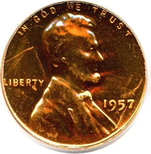 image for: 1957 1c PCGS Proof 64 RD