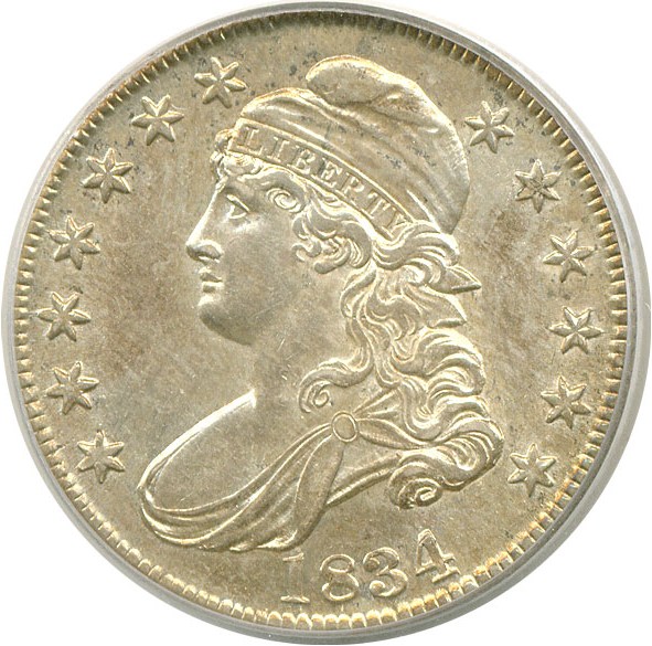 image for: 1834 50c Large Date Sm Let PCGS MS62 