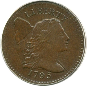 image for: 1795 1c Plain Edge PCGS/CAC AU50