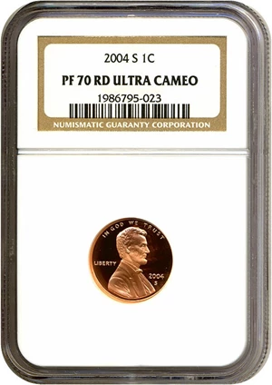 image for: 2004-S 1c NGC Proof 70 RD UCameo