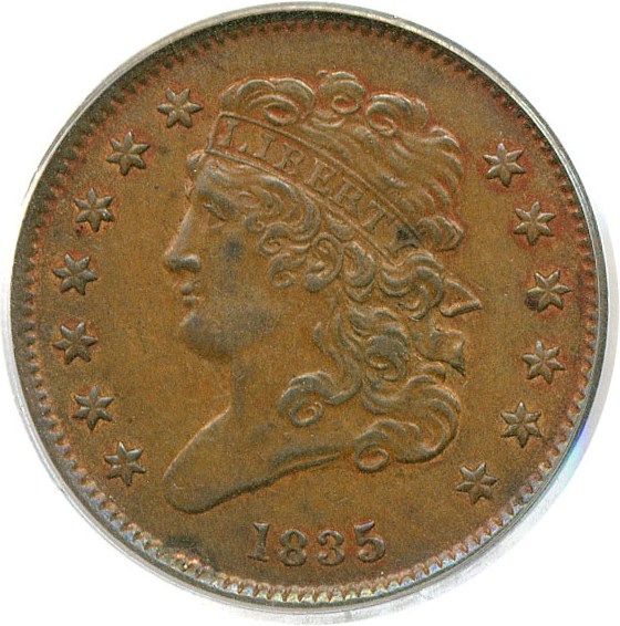 image for: 1835 1/2c  PCGS AU53