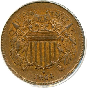 image for: 1864 2c Large Motto PCGS MS62 BN