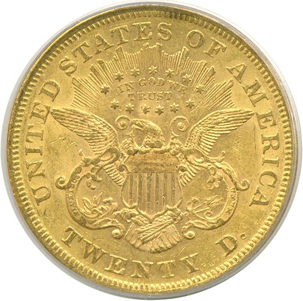 image for: 1869 $20  PCGS AU53 