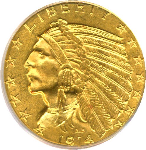 image for: 1914 $5  PCGS MS63 