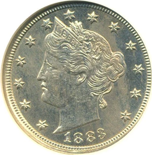 image for: 1883 5c No Cents NGC MS64