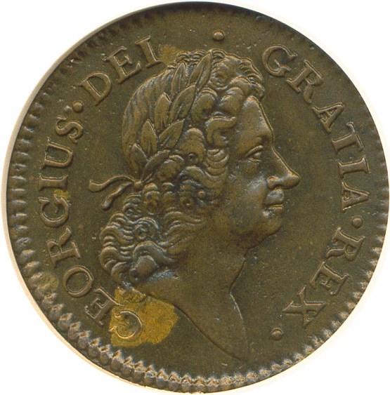 image for: 1722 Penny Rosa Amer, UTILE DULCI Pence NGC MS61 BN