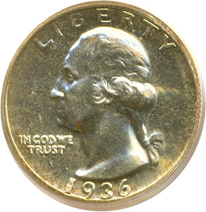 image for: 1936 25c PCGS Proof 64