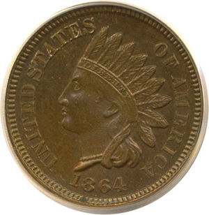 image for: 1864 1c Bronze PCGS MS62 BN