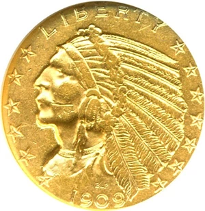 image for: 1909-S $5 ANACS AU55