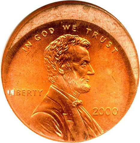 image for: Error: 2000 1c  ANACS MS65 RD Off Center