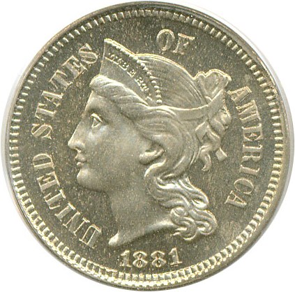 image for: 1881 3cN  PCGS Proof 65 Cameo