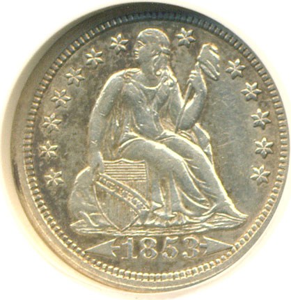 image for: 1853 10c Arrows NGC AU55 