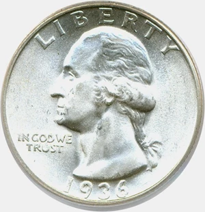 image for: 1936-S 25c PCGS MS66