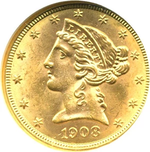 image for: 1908 $5 Liberty NGC MS63