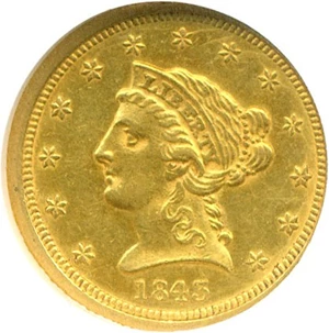 image for: 1843-O $2 1/2 NGC AU58