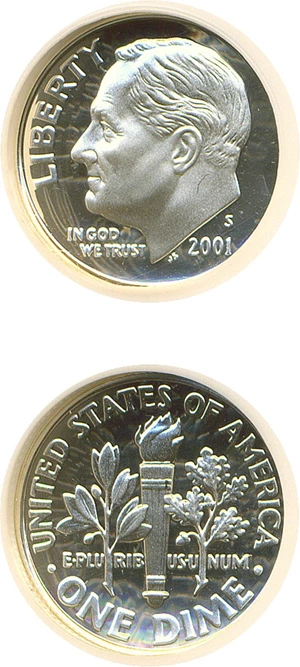 image for: 2001-S 10c Silver NGC Proof 70 UCameo