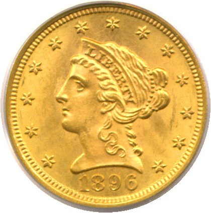 image for: 1896 $2 1/2  PCGS MS65 