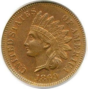 image for: 1869 1c PCGS MS64 RB