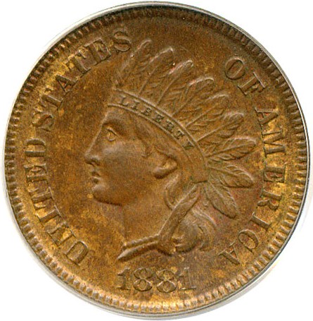 image for: 1881 1c  PCGS MS63 BN