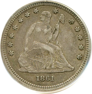 image for: 1861 25c PCGS XF45