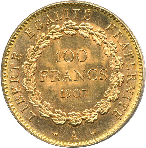 image for: France: 1907-A 100 Fr  PCGS MS64  (KM-858)