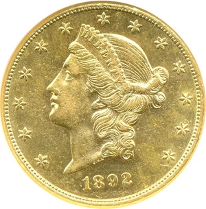 image for: 1892-CC $20 NGC AU58