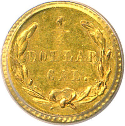 image for: Cal Gold: 1871 25c PCGS MS62 (BG-813)