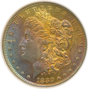 image for: 1880/9-S $1 VAM-11 Medium S NGC MS63* *Color* ex: Fitzgerald Collection Reno Hoard