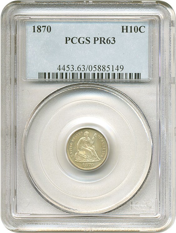image for: 1870 H10c  PCGS Proof 63 