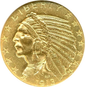 image for: 1913 $5 ANACS AU58 Details (Cleaned)