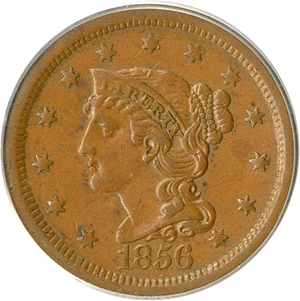 image for: 1856 1c Slanted 5 PCGS AU50