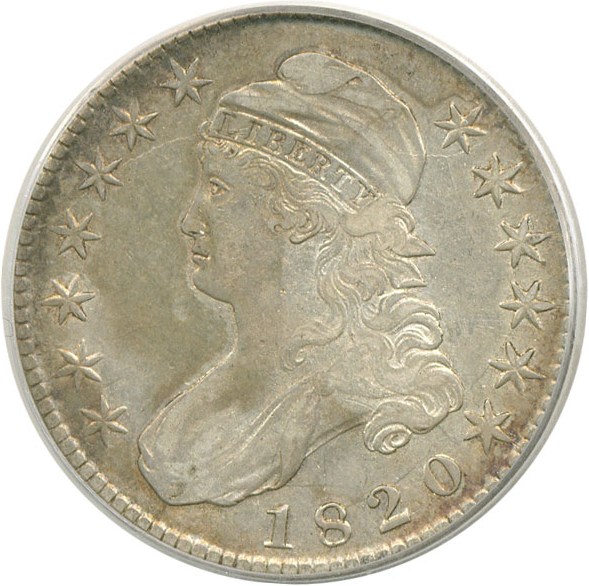 image for: 1820 50c Square 2 Large Date Knob 2 PCGS XF40